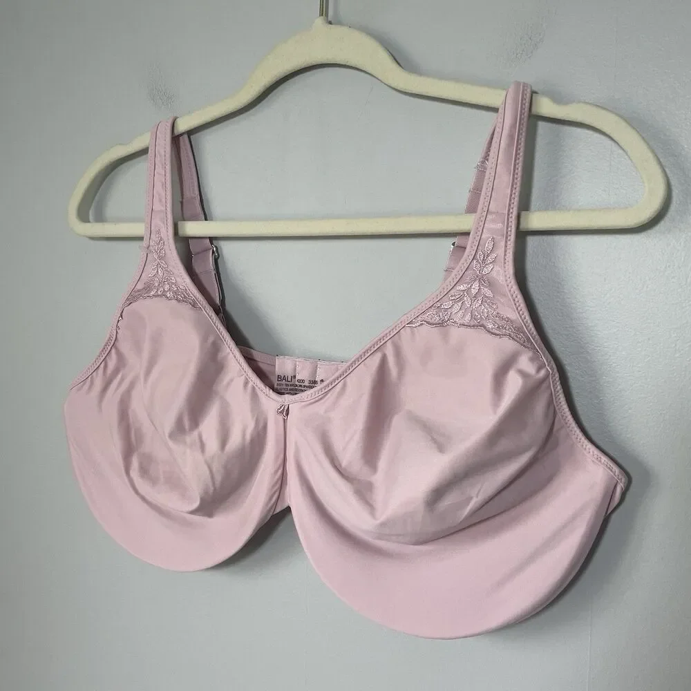 Bali Unlined Underwire Bra Supportive Comfort Pink Women's Size 42DD